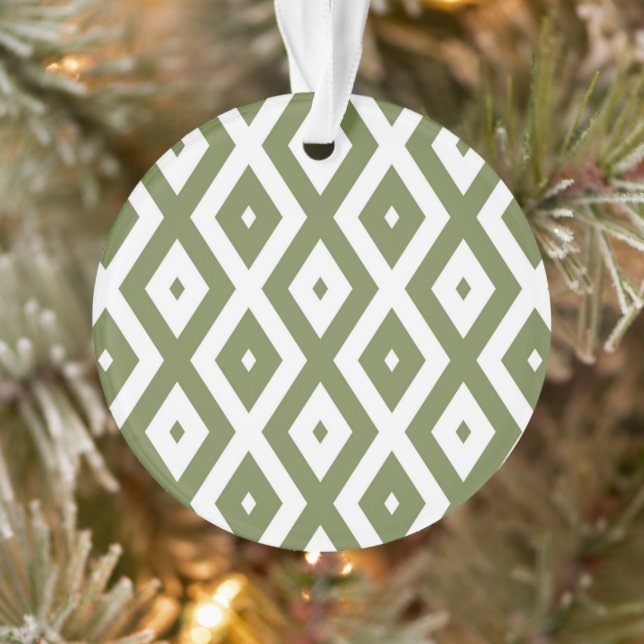 Olive green and white diamond pattern ornament (Tree)