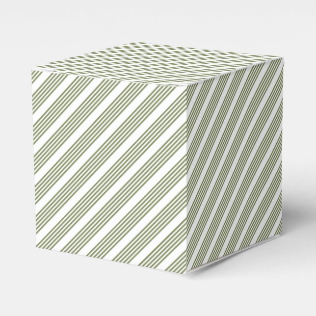 Olive green and white five stripe pattern favor boxes (Front Side)