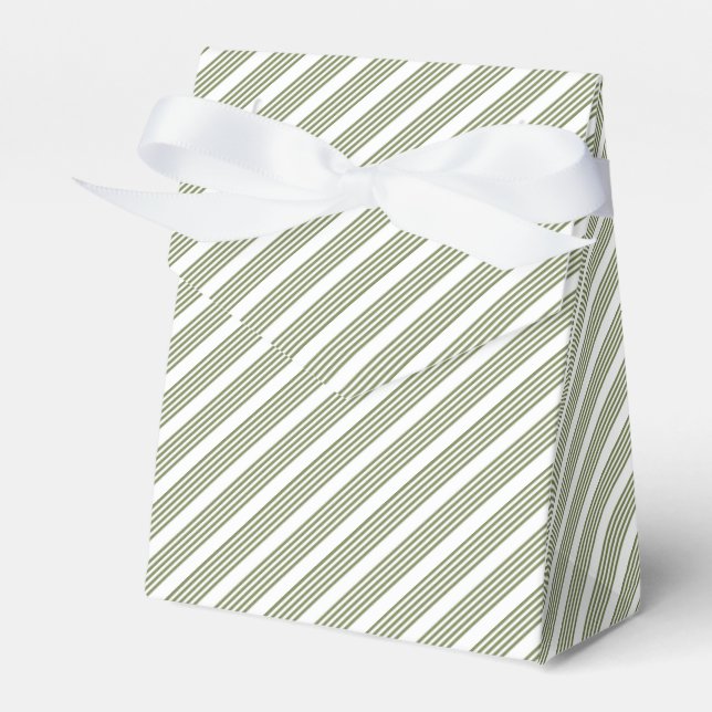 Olive green and white five stripe pattern favor boxes (Front Side)