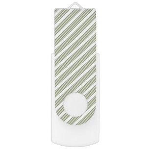 Olive green and white five stripe pattern flash drive