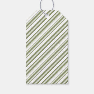 Olive green and white five stripe pattern gift tags