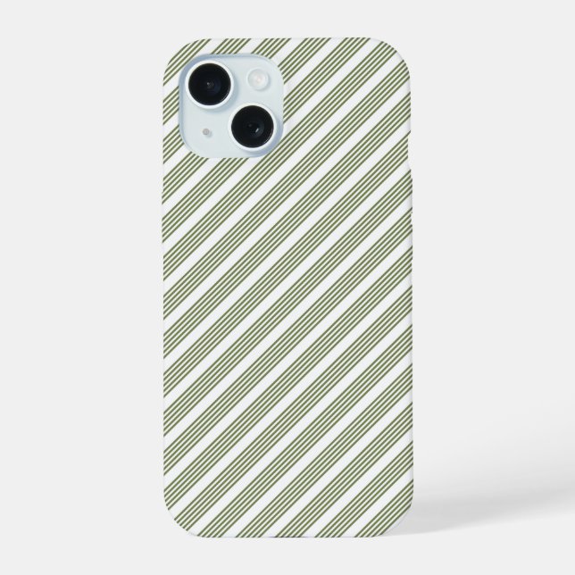 Olive green and white five stripe pattern iphone case (Back)