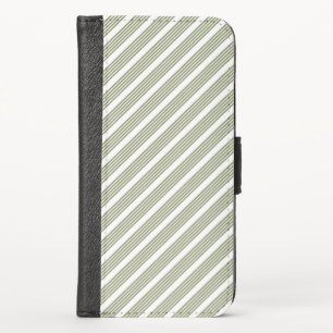 Olive green and white five stripe pattern iPhone x wallet case