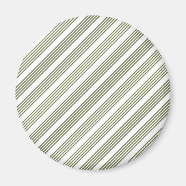 Olive green and white five stripe pattern magnet (Front)