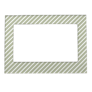 Olive green and white five stripe pattern magnetic frame