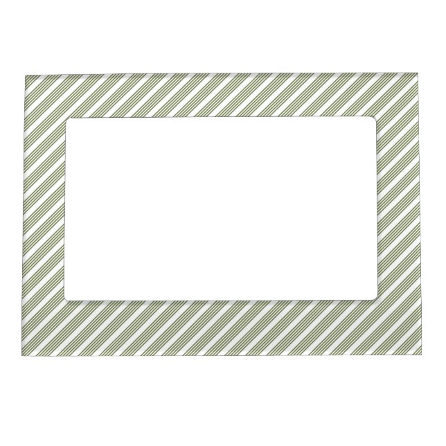Olive green and white five stripe pattern magnetic frame (Front)