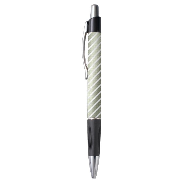 Olive green and white five stripe pattern pen (Top (Vertical))