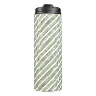 Olive green and white five stripe pattern thermal tumbler