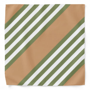 Olive green and white five stripe pattern with tan bandana