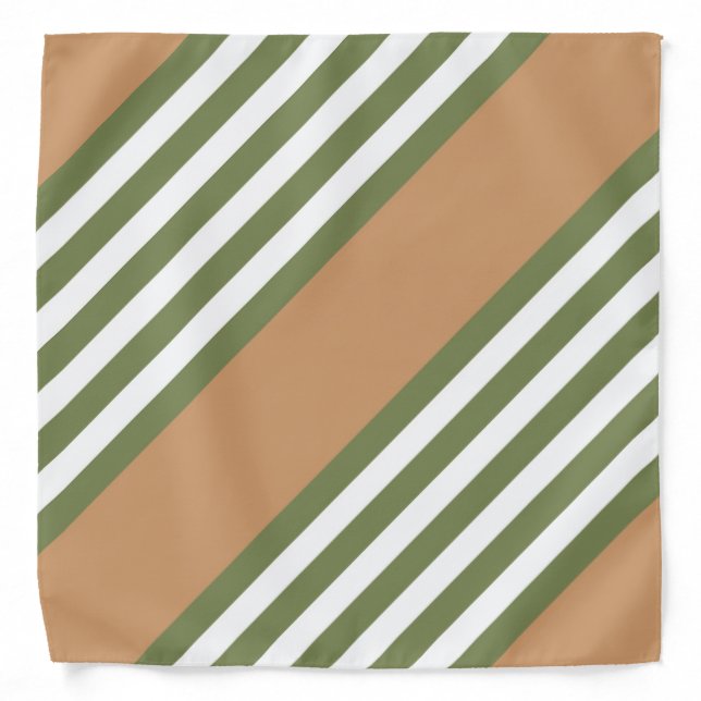 Olive green and white five stripe pattern with tan bandana (Front)