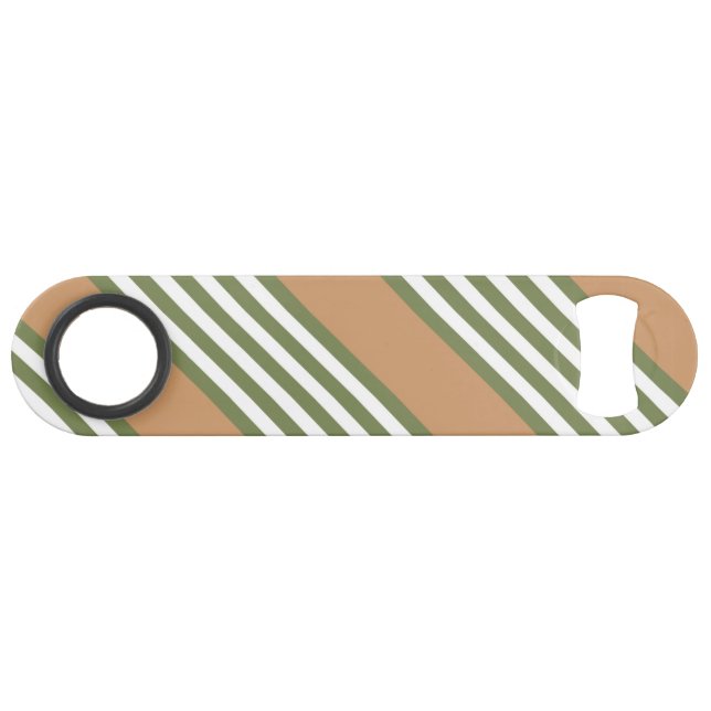 Olive green and white five stripe pattern with tan bar key (Front (Horizontal))