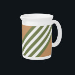 Olive green and white five stripe pattern with tan beverage pitcher<br><div class="desc">Olive green and white five stripe pattern with tan</div>