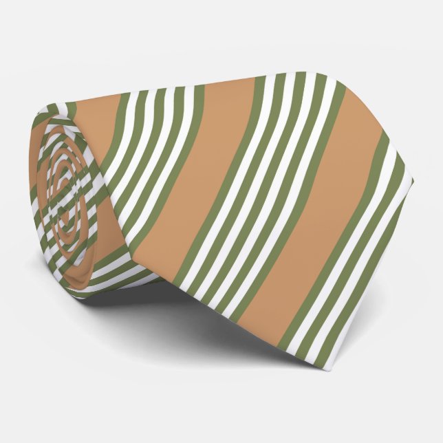 Olive green and white five stripe pattern with tan neck tie (Rolled)