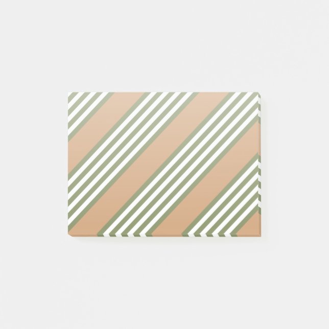 Olive green and white five stripe pattern with tan post-it notes (Front)