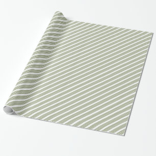 Olive green and white five stripe pattern wrapping paper