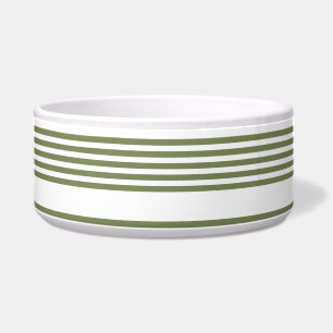 Olive green and white five stripes pattern bowl