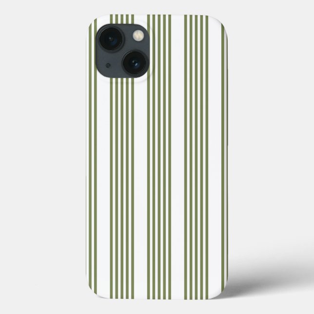 Olive green and white five stripes pattern Case-Mate iPhone case (Back)