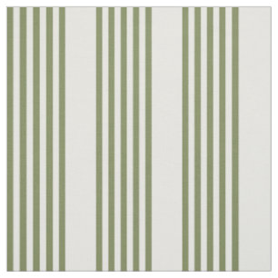 Olive green and white five stripes pattern fabric