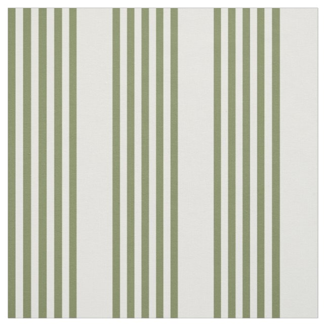 Olive green and white five stripes pattern fabric (Swatch)