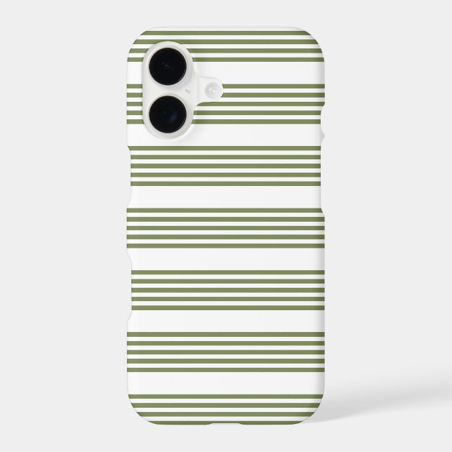 Olive green and white five stripes pattern iPhone case (Back)