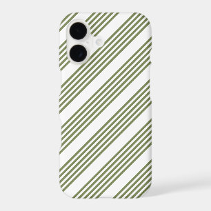Olive green and white five stripes pattern iPhone 17 case