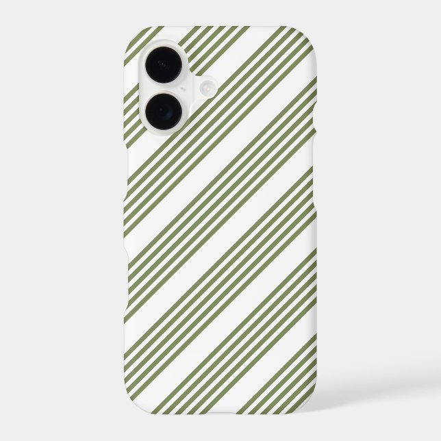Olive green and white five stripes pattern iPhone case (Back)