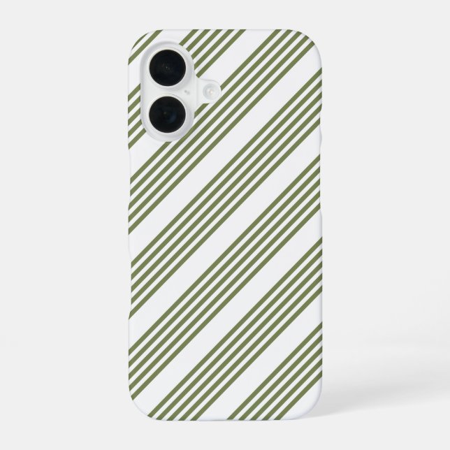 Olive green and white five stripes pattern iPhone case (Back)