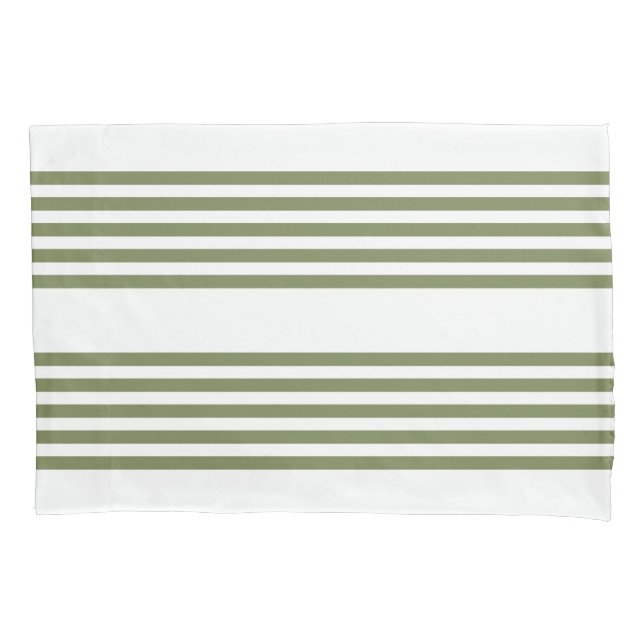 Olive green and white five stripes pattern pillow case (Front)