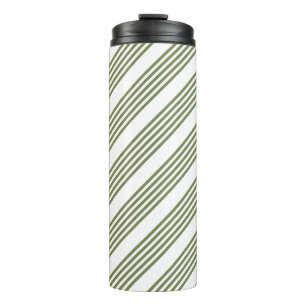 Olive green and white five stripes pattern thermal tumbler