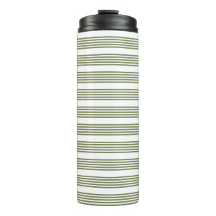 Olive green and white five stripes pattern thermal tumbler