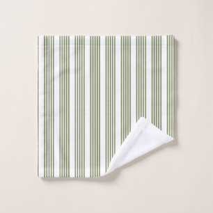 Olive green and white five stripes pattern wash cloth