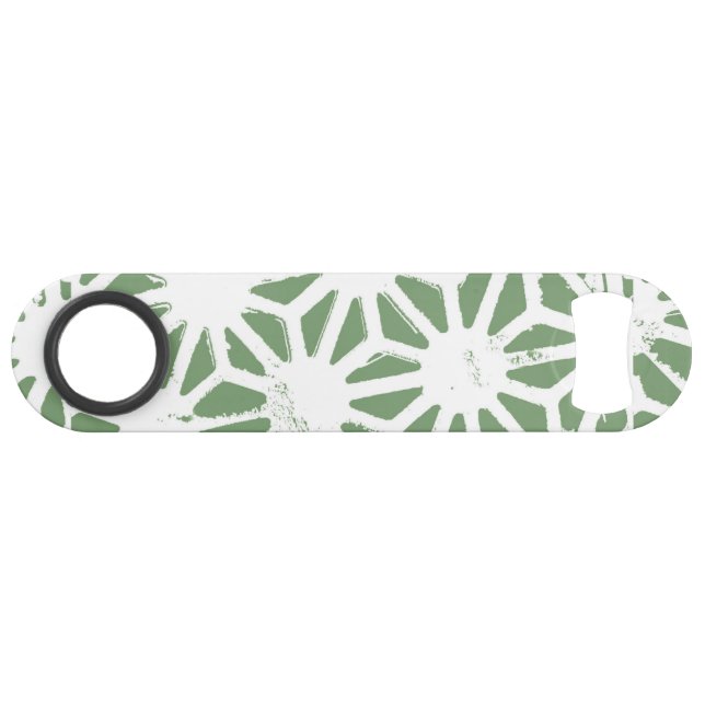 Olive green and white geometric pattern bar key (Front (Horizontal))
