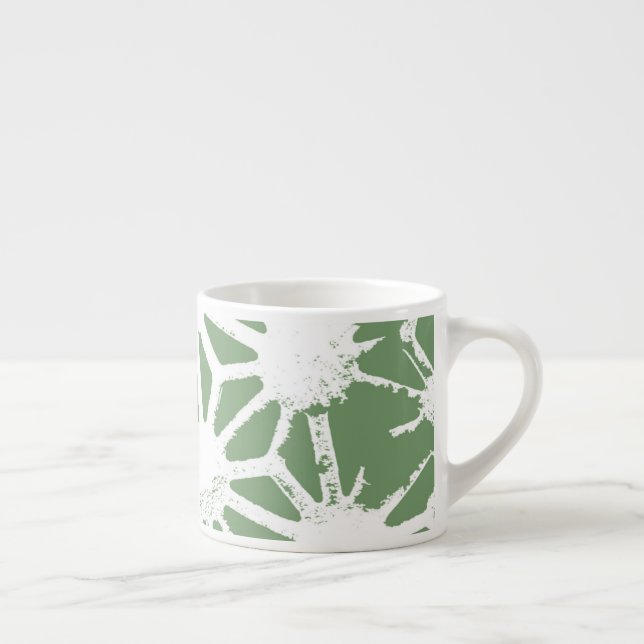 Olive green and white geometric pattern espresso cup (Right)