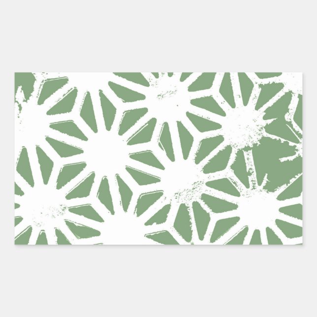 Olive green and white geometric pattern rectangular sticker (Front)