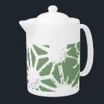 Olive green and white geometric pattern teapot<br><div class="desc">Olive green and white geometric pattern</div>