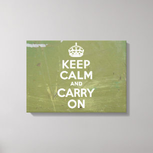 Olive Green and White Keep Calm Canvas Print