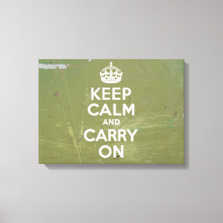 Olive Green and White Keep Calm Canvas Print