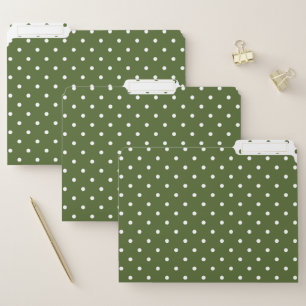 Olive Green And White Polka Dots Pattern File Folder