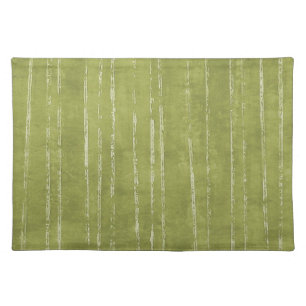 Olive green and white stripe cloth placemat