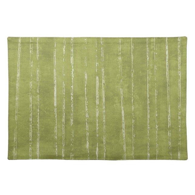 Olive green and white stripe cloth placemat (Front)