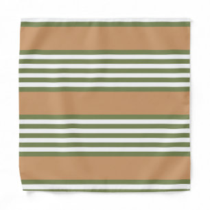 Olive green and white stripes pattern with tan bandana