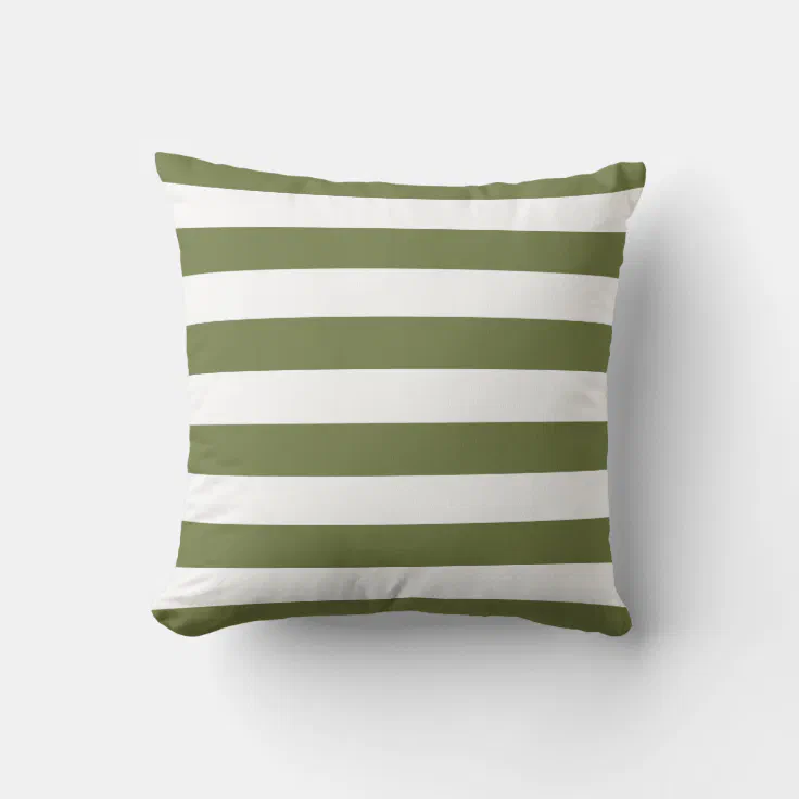 Olive Green and White Stripes Throw Pillow Zazzle