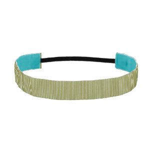 Olive Green and White Stripes with Uneven Lines Athletic Headband
