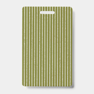 Olive Green and White Stripes with Uneven Lines Badge