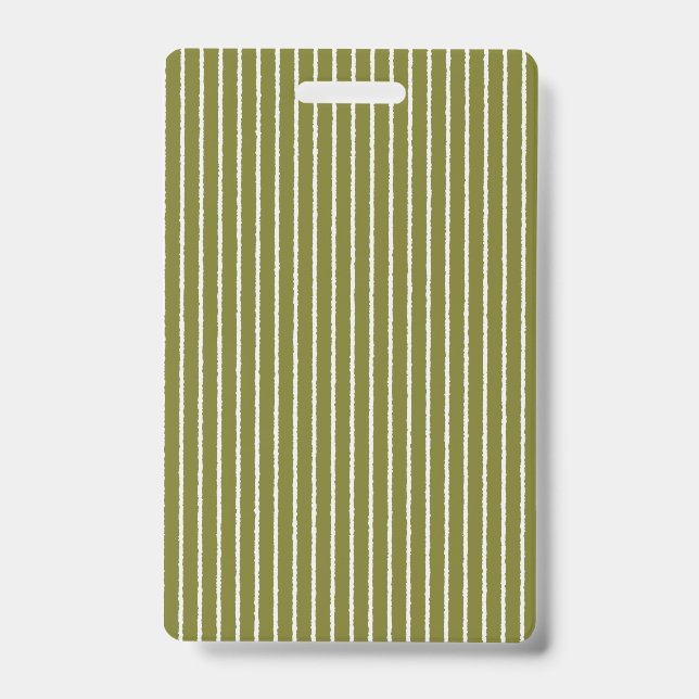Olive Green and White Stripes with Uneven Lines Badge (Front)