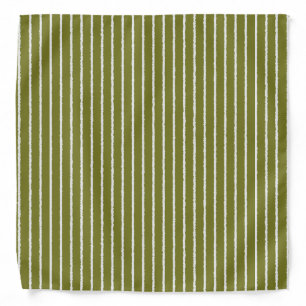 Olive Green and White Stripes with Uneven Lines Bandana