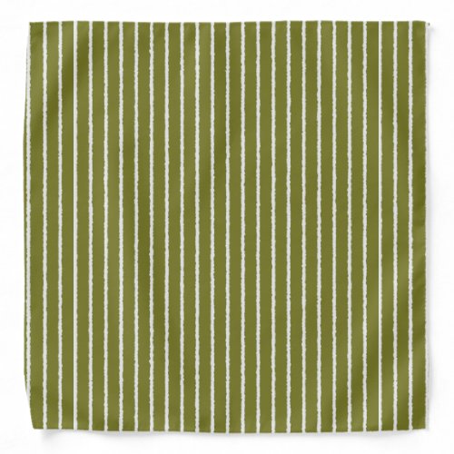 Olive Green and White Stripes with Uneven Lines Bandana