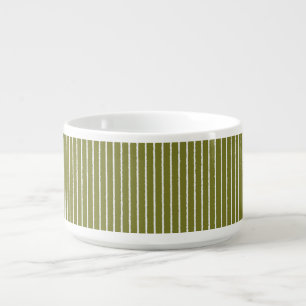 Olive Green and White Stripes with Uneven Lines Bowl