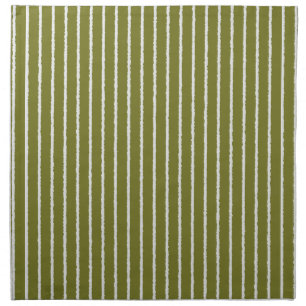 Olive Green and White Stripes with Uneven Lines Cloth Napkin