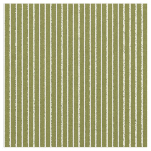 Olive Green and White Stripes with Uneven Lines Fabric